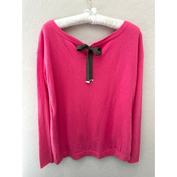 DIANE VON FURSTENBERG | Pink Wool Blend Sweater w/ Keyhole Back Bow | Size Medum - Picture 5 of 10